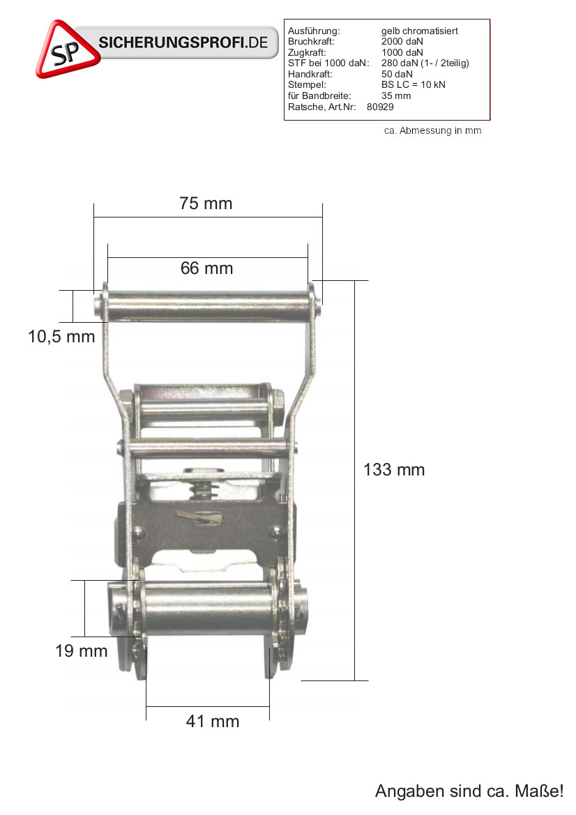 Zurrgurt 2.000 daN, 2-teilig mit Karabinerhaken, 6 m, 5er Set