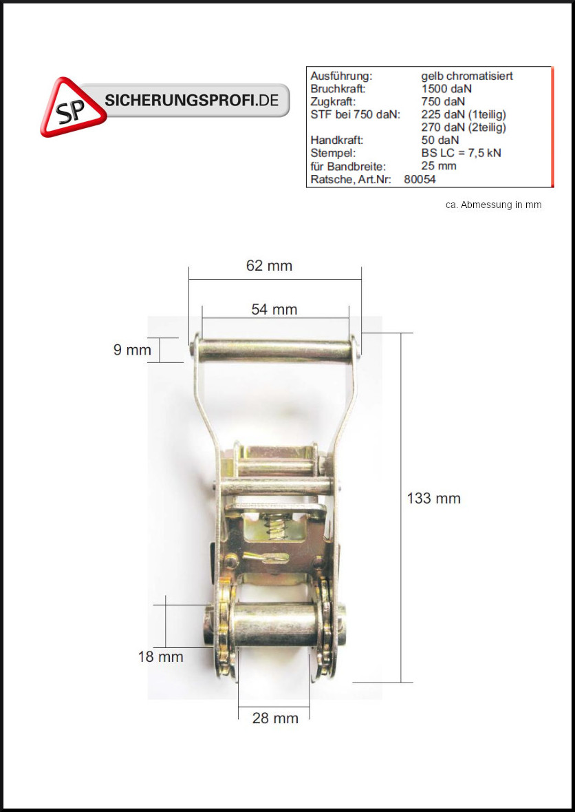 Zurrgurt 1500 daN, 1teilig, 5er Set