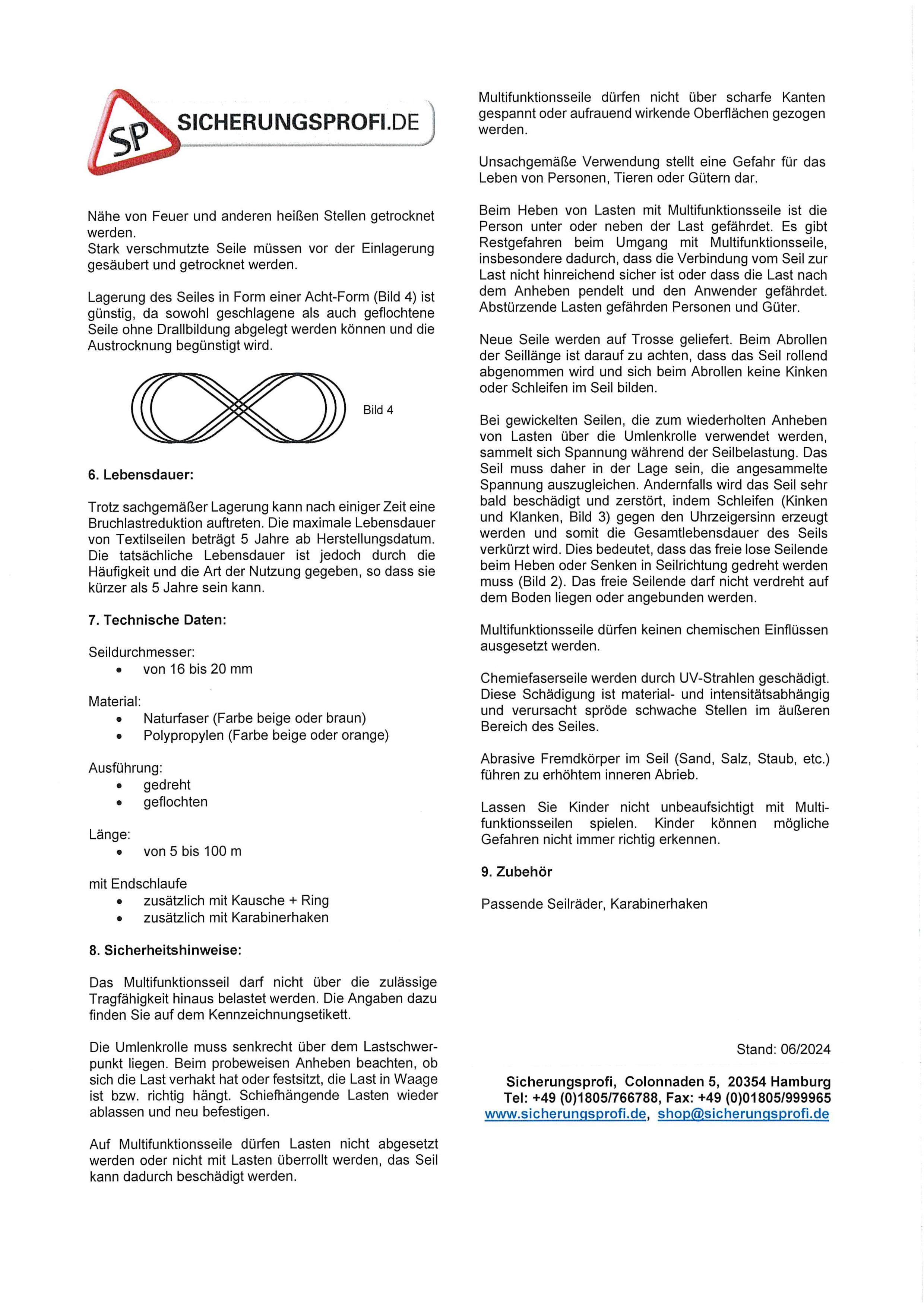 Multifunktionsseil Hanf 20 mm Ø, mit 1 Schlaufe