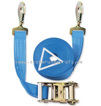 Zurrgurt 3.000 daN, 50 mm breit, gedrehter Karabinerhaken Zurrgurt 3.000 daN, 50 mm breit, gedrehter Karabinerhaken