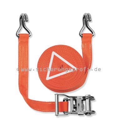 Zurrgurt Niro 2.000 daN, 35 mm breit, Spitzhaken und Ratsche aus Edelstahl Zurrgurt Niro 2.000 daN, 35 mm breit, Spitzhaken und Ratsche aus Edelstahl