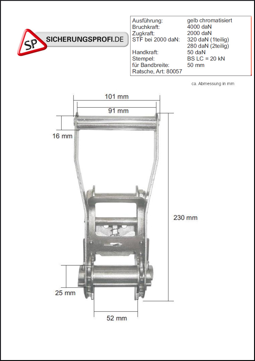 Zurrgurt 4.000 daN, 2-teilig mit Spitzhaken, 8 m, 5er Set