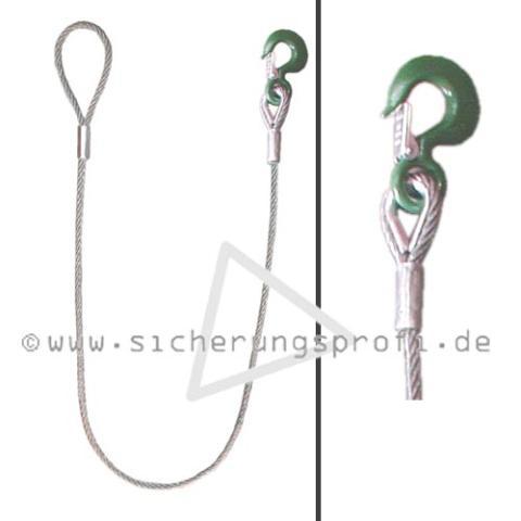 Drahtseil 1.000 kg Tragkraft, Schlaufe + Haken Drahtseil 1.000 kg Tragkraft, Schlaufe + Haken