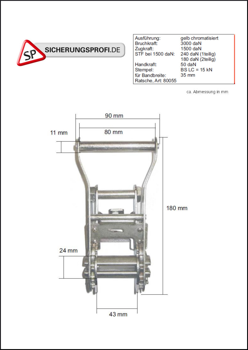 Zurrgurt 3.000 daN in der Umreifung, 35 mm breit