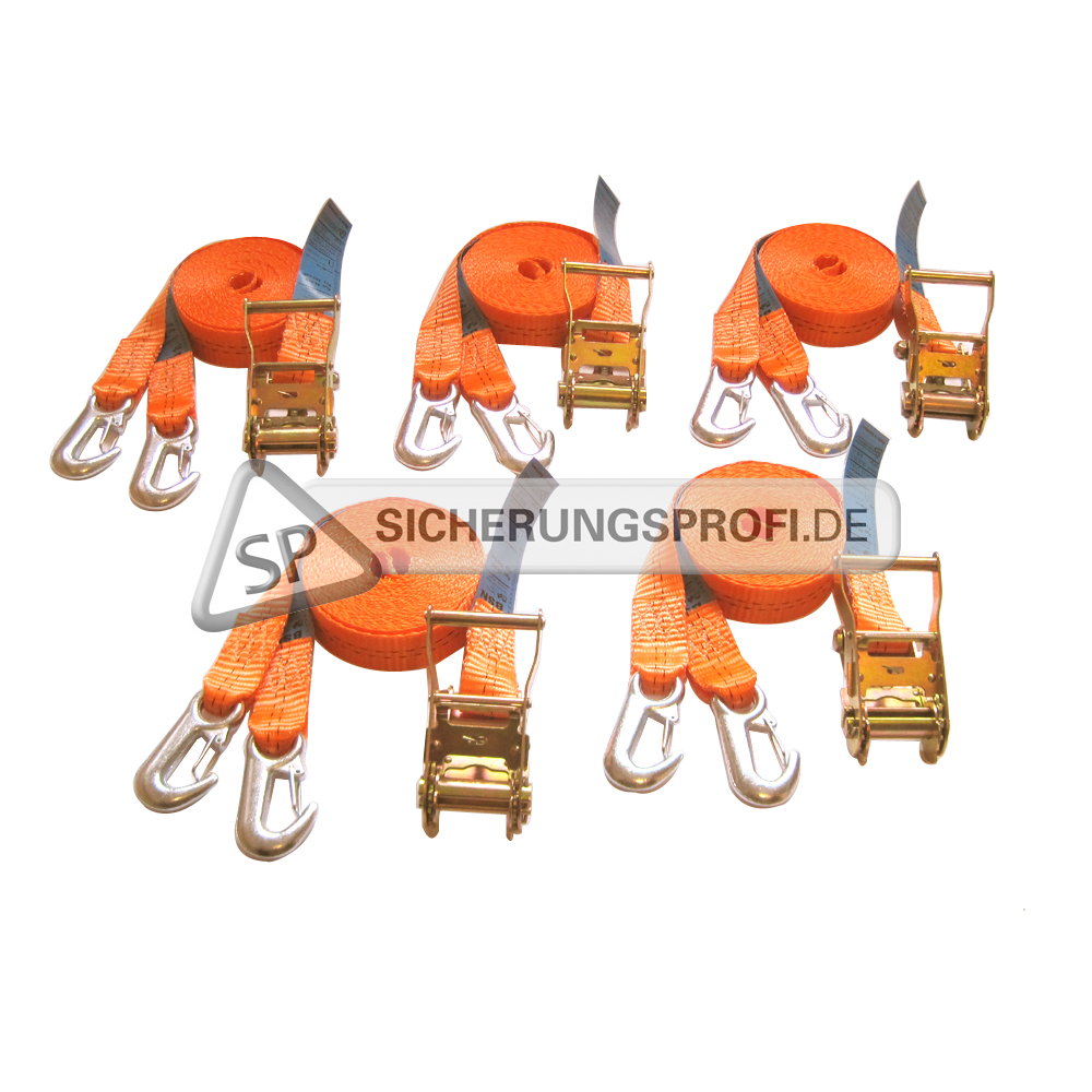 Zurrgurt 2.000 daN, 2-teilig mit Karabinerhaken, 6 m, 5er Set Zurrgurt 2.000 daN, 2-teilig mit Karabinerhaken, 6 m, 5er Set