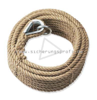 Multifunktionsseil Hanf 20 mm Ø, mit Kausche + Ring Multifunktionsseil Hanf 20 mm Ø, mit Kausche + Ring