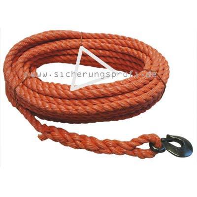 Multifunktionsseil PP, 20 mm Ø, mit Sika-Haken, orange Multifunktionsseil PP, 20 mm Ø, mit Sika-Haken, orange
