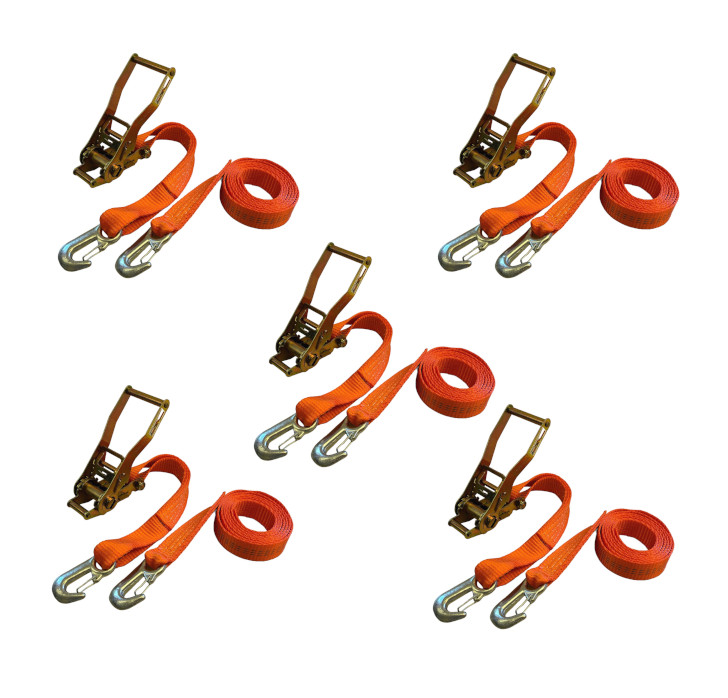 Zurrgurt 3.000 daN, Umkehrratsche, Karabinerhaken, 5er Set Zurrgurt 3.000 daN, Umkehrratsche, Karabinerhaken, 5er Set