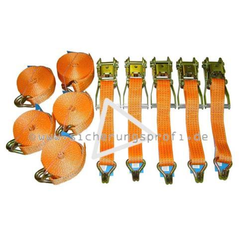 Zurrgurt 4.000 daN, 2teilig mit Spitzhaken, 6 m, 5er Set Zurrgurt 4.000 daN, 2teilig mit Spitzhaken, 6 m, 5er Set