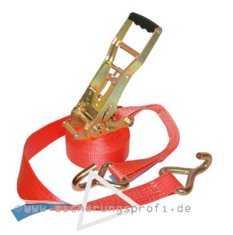 Zurrgurt 5.000 daN, Umkehrratsche, 1-strang Spitzhaken Zurrgurt 5.000 daN, Umkehrratsche, 1-strang Spitzhaken