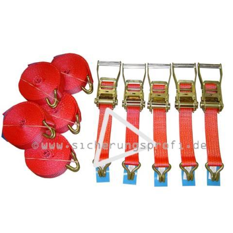 Zurrgurt 5.000 daN, 2-teilig mit Spitzhaken, 6 m, 5er Set Zurrgurt 5.000 daN, 2-teilig mit Spitzhaken, 6 m, 5er Set