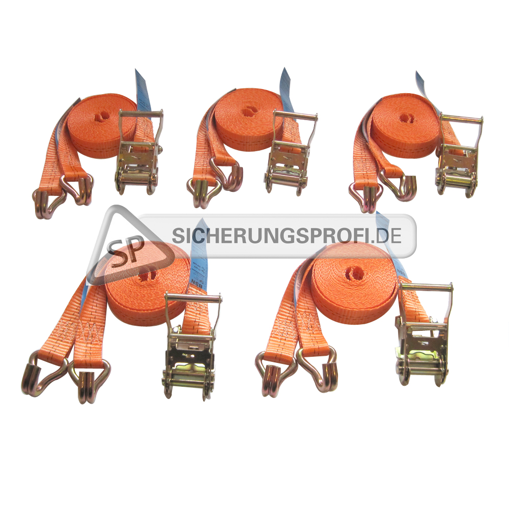 Zurrgurt 2.000 daN, 2-teilig mit Spitzhaken, 6 m, 5er Set Zurrgurt 2.000 daN, 2-teilig mit Spitzhaken, 6 m, 5er Set