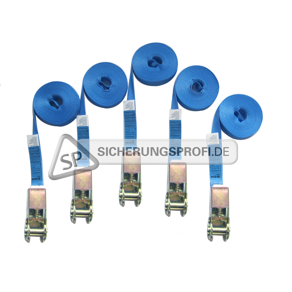 Zurrgurt 800 daN, 1teilig, 2, 4, 5 oder 6 m, 5er Set Zurrgurt 800 daN, 1teilig, 2, 4, 5 oder 6 m, 5er Set
