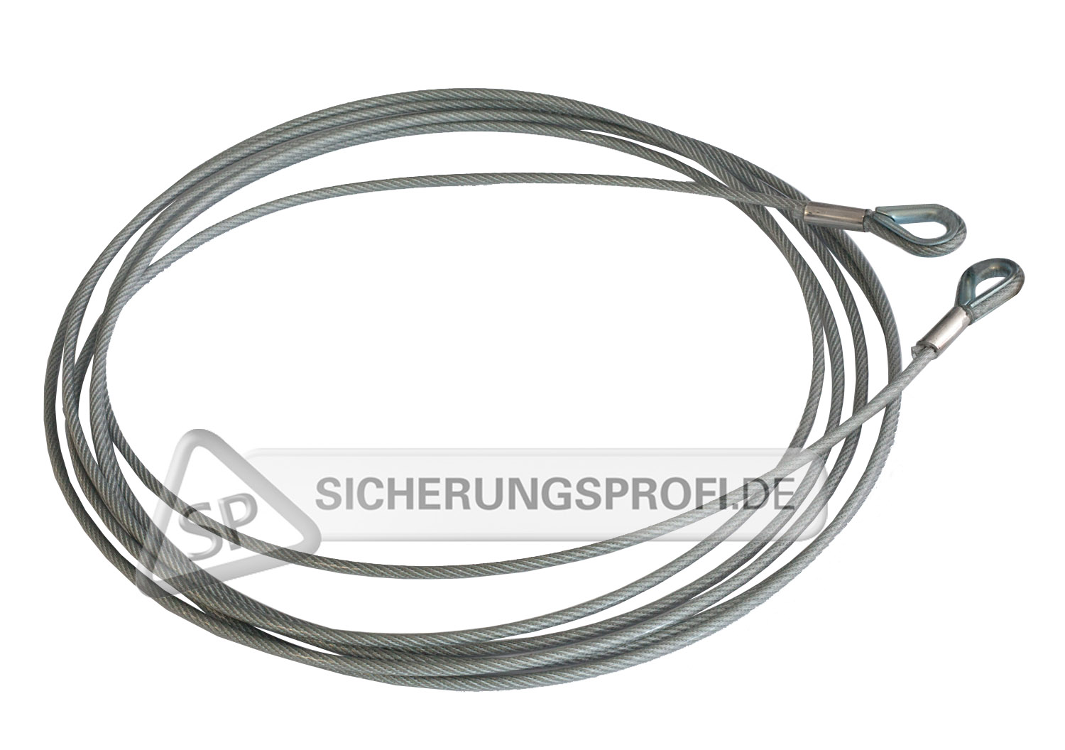 Drahtseil 4 mm mit PVC-Ummantelung 6 mm, mit Kauschen Drahtseil 4 mm mit PVC-Ummantelung 6 mm, mit Kauschen